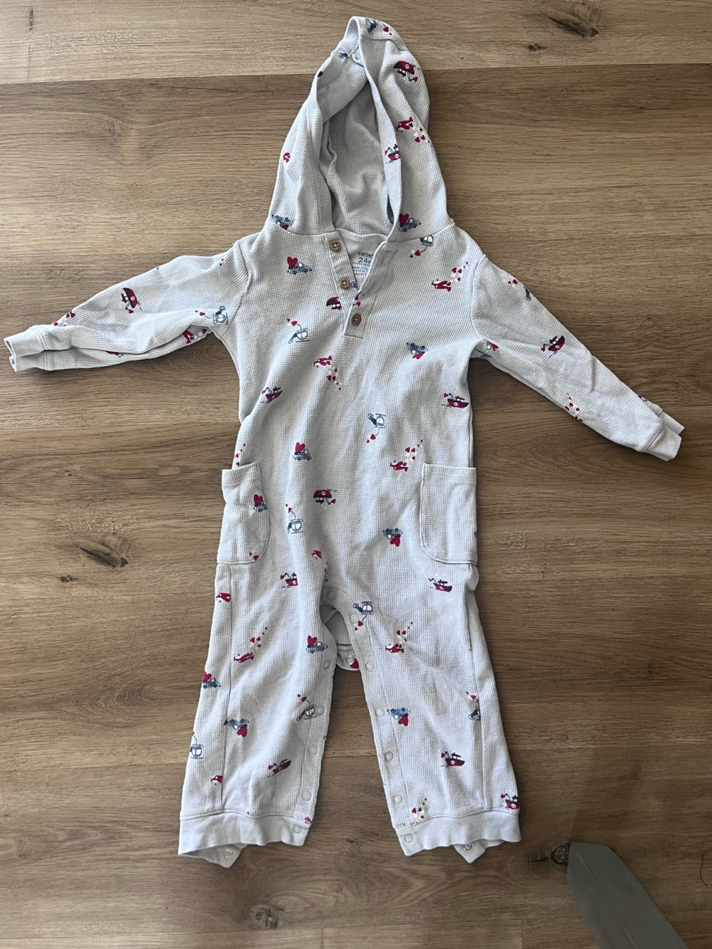 Carter's Light Gray Hoodie One-Piece 24M